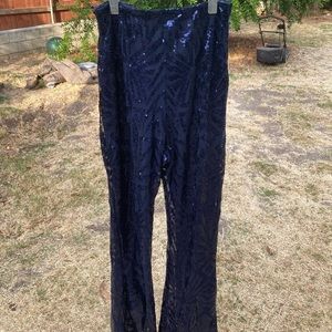 Women’s sequined Bellbottom pants navy blue